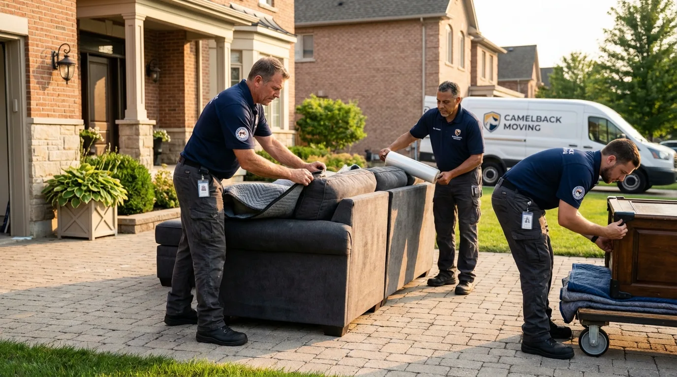 Large estate moving crew wrapping furniture in Mullica Hill, NJ