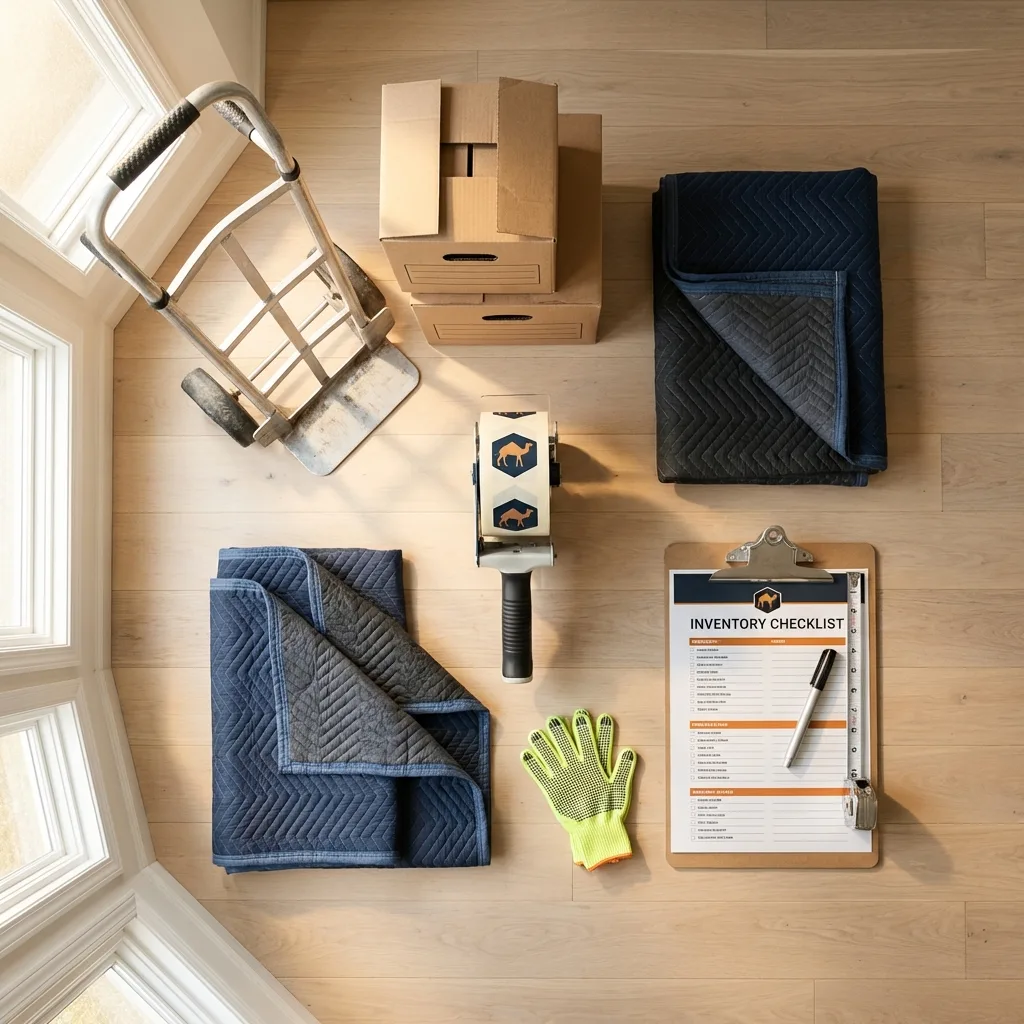 Professional moving supplies and packing materials layout for Mullica Hill residential relocations